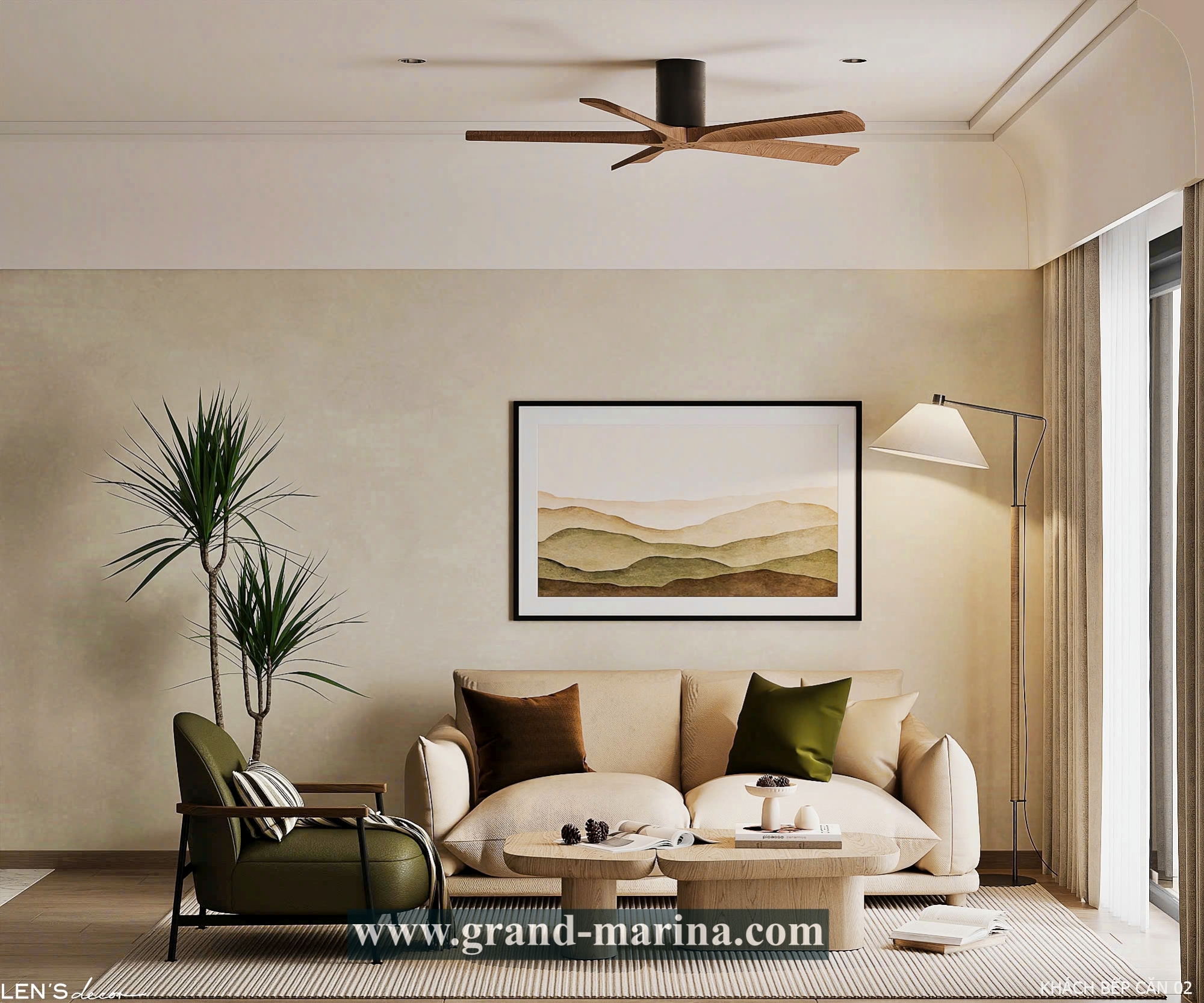 Apartment for rent in Grand Marina Saigon with luxury decor and bright furniture