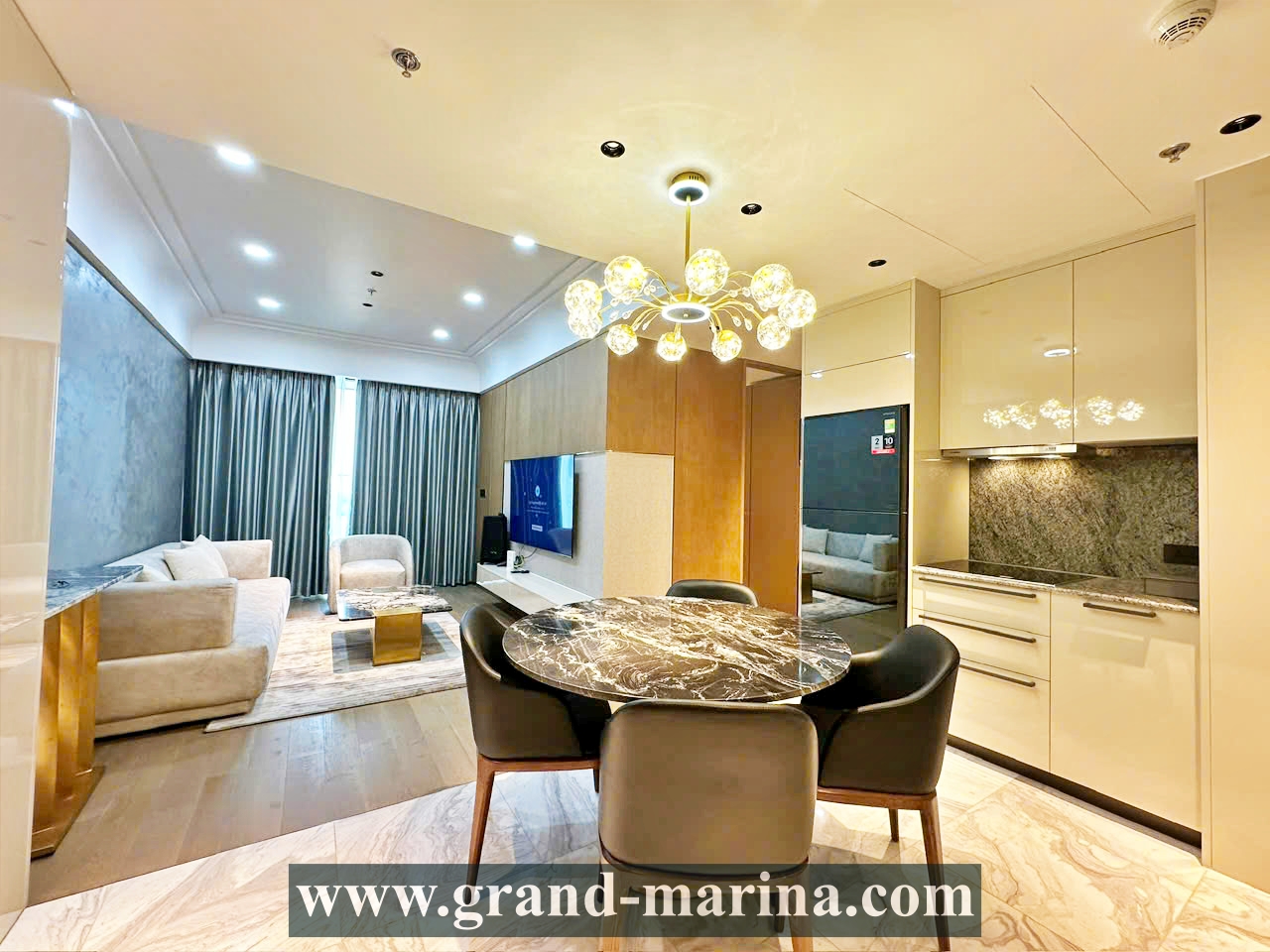 Luxury 2-bedroom apartment for rent in Grand Marina Saigon - river view - modern furniture